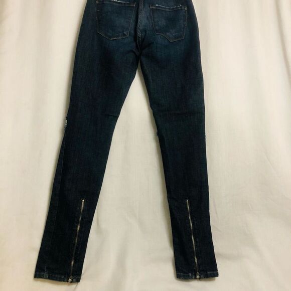 WOMENS JAMES JEANS DARK WASH BACK ZIP SKINNY STRAIGHT SAMPLE JEANS SIZE 25 MADE - Picture 5 of 10